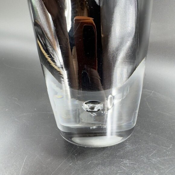 Poland Art Glass Vase Vessel Dark Amethyst Glass With Clear Bottom Air Bubble - Picture 7 of 13